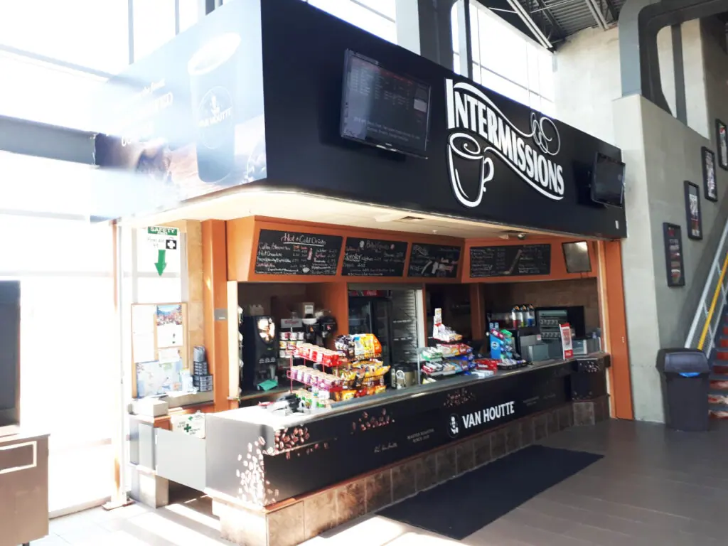 Van Houtte concession stand branding and signage